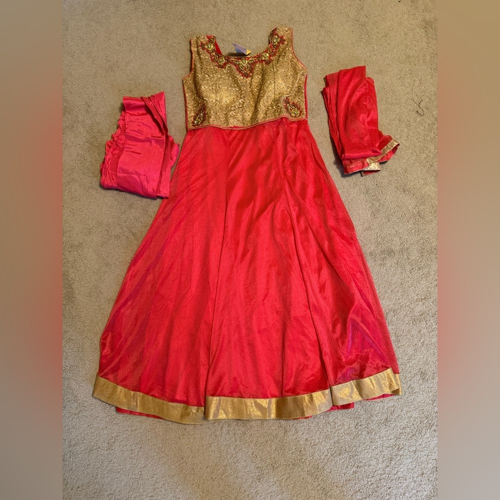 Elegant hot pink and Gold Anarkali